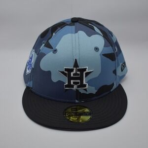 New Era 59Fifty Houston Astros 2017 World Series Fitted Cap Hat 7 3/4 Camo Blue